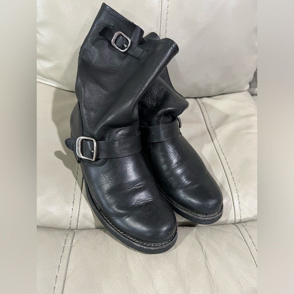 FRYE Leather Boots Veronica Short Black Ankle